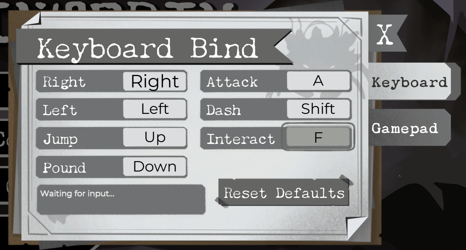 Control rebind menu